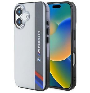 Etui BMW Motosport IML Vertical Stripe do Apple iPhone 16 Plus Szary