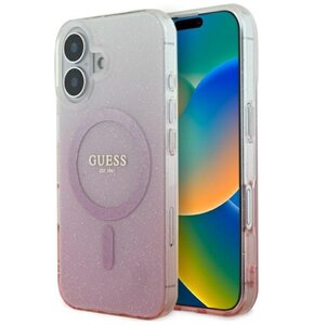 Etui GUESS IML Glitter Gradient MagSafe do Apple iPhone 16 Plus Różowy