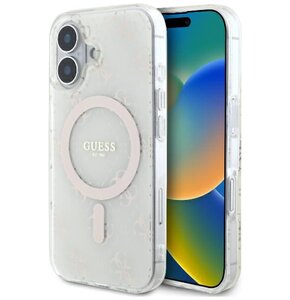 Etui GUESS IML 4G Background MagSafe do Apple iPhone 16 Plus Biały
