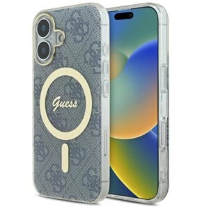 Etui GUESS IML 4G MagSafe do Apple iPhone 16 Niebieski