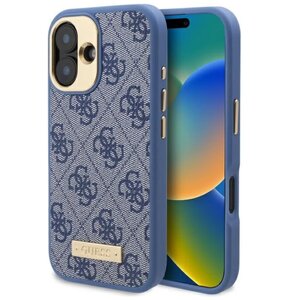 Etui GUESS 4G Logo Plate MagSafe do Apple iPhone 16 Niebieski