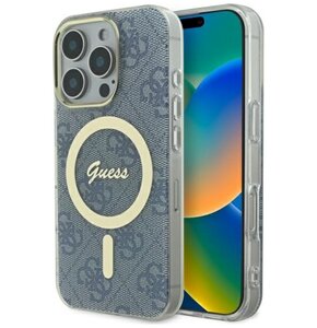 Etui GUESS IML 4G MagSafe do Apple iPhone 16 Pro Max Niebieski