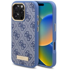 Etui GUESS 4G Logo Plate MagSafe do Apple iPhone 16 Pro Max Niebieski