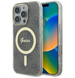 Etui GUESS IML 4G MagSafe do Apple iPhone 16 Pro Max Brązowy
