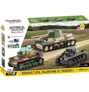 Klocki plastikowe COBI Historical Collection World War II Renault R35 - Valentine IX - Panzer I COBI-2740