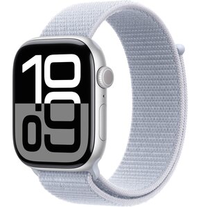 Apple Watch 10 GPS + Cellular 42mm koperta z aluminium (srebrny) + opaska sportowa (błękitny obłok)