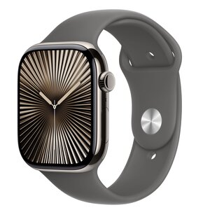 Apple Watch 10 GPS + Cellular 46mm koperta z tytanu (naturalny) + pasek sportowy rozmiar S/M (górska szarość)