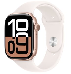 Apple Watch 10 GPS + Cellular 42mm koperta z aluminium (różowe złoto) + pasek sportowy rozmiar S/M (łagodny róż)