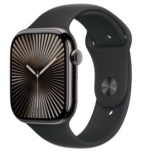 Apple Watch 10 GPS + Cellular 46mm koperta z tytanu (łupek) + pasek sportowy rozmiar M/L (czarny)