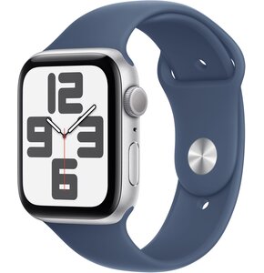 Apple Watch SE 2gen GPS 44mm koperta z aluminium (srebrny) + pasek sportowy rozmiar M/L (denim) 2024