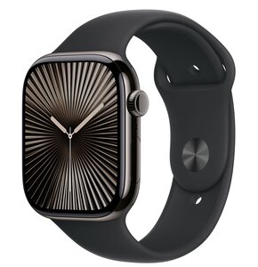 Apple Watch 10 GPS + Cellular 42mm koperta z tytanu (łupek) + pasek sportowy rozmiar M/L (czarny)