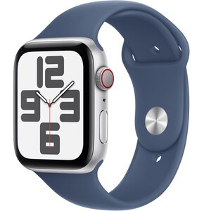 Apple Watch SE 2gen GPS + Cellular 44mm koperta z aluminium (srebrny) + pasek sportowy rozmiar S/M (denim) 2024