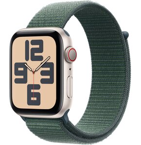 Apple Watch SE 2gen GPS + Cellular 44mm koperta z aluminium (księżycowa poświata) + opaska sportowa (górskie jezioro) 2024