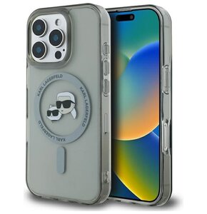 Etui KARL LAGERFELD IML Metal Karl&Choupette Head MagSafe do Apple iPhone 16 Pro Czarny