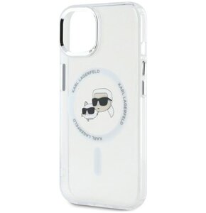 Etui KARL LAGERFELD IML Metal Karl & Choupette Head MagSafe do Apple iPhone 14 Pro Biały