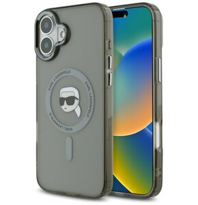 Etui KARL LAGERFELD IML Metal Karl Head MagSafe do Apple iPhone 16 Czarny