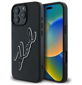Etui KARL LAGERFELD 3D Rubber Bicolor Signature do Apple iPhone 16 Pro Czarny