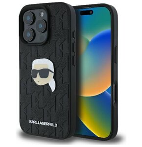 Etui KARL LAGERFELD Monogram Karl Head Pin do Apple iPhone 16 Pro Max Czarny