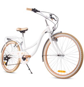 Rower młodzieżowy SUN BABY Flower Bike 24 cali dla dziewczynki Biało-beżowy