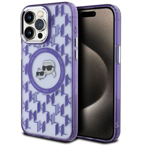 Etui KARL LAGERFELD IML Monogram Karl&Choupette Head MagSafe do Apple iPhone 15 Pro Max Fioletowy
