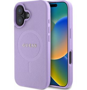 Etui GUESS Saffiano MagSafe do Apple iPhone 16 Fioletowy