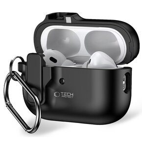 Etui na słuchawki TECH-PROTECT Slim Hook do Apple Airpods Pro 1/2 Czarny