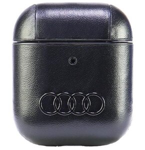 Etui na słuchawki AUDI Leather Big Logo do Apple AirPods 1/2 gen Czarny