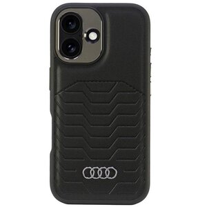 Etui AUDI Synthetic Leather MagSafe do Apple iPhone 16 Plus Czarny