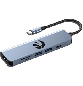 Hub HAWK HW-HUB601 6w1 USB Typu C, Pasywny