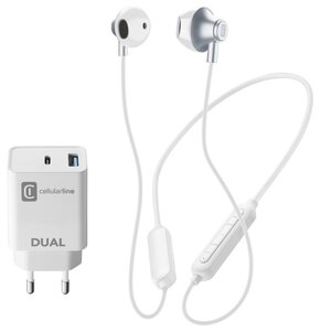 Ładowarka sieciowa CELLULARLINE PD 20W Biały + Słuchawki Bluetooth