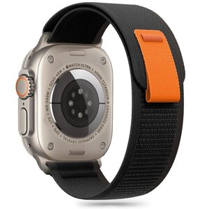 Pasek TECH-PROTECT Nylon Stripe do Apple Watch 6/7/8/9/10/SE/Ultra 1/2 (44/45/46/49mm) Czarno-pomarańczowy