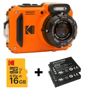 Aparat KODAK WPZ2 Pomarańczowy + 2 baterie + karta pamięci 16GB, 16.3Mpix, 4x zoom optyczny