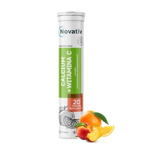 Wapń + Witamina C NOVATIV Calcium Pomarańczowo-brzoskwiniowy (20 tabletek)