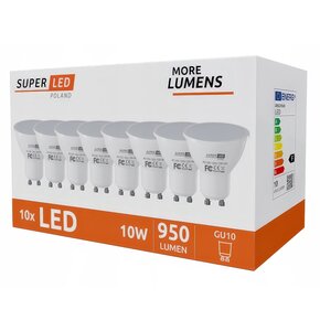 Żarówka LED SUPERLED GU10 10W Biała Neutralna (10 szt.)