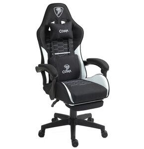 Fotel COBRA Player 5.0 CRF52 Czarno-biały + podnóżek