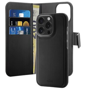 Etui PURO Wallet Detachable 2w1 MagSafe do Apple iPhone 16 Pro Max Czarny