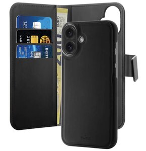 Etui PURO Wallet Detachable 2w1 MagSafe do Apple iPhone 16 Czarny