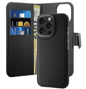 Etui PURO Wallet Detachable 2w1 MagSafe do Apple iPhone 16 Pro Czarny