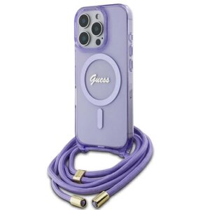 Etui GUESS Crossbody Cord Script MagSafe do Apple iPhone 16 Pro Fioletowy