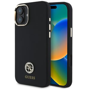 Etui GUESS Silicone Logo Strass 4G do Apple iPhone 16 Czarny