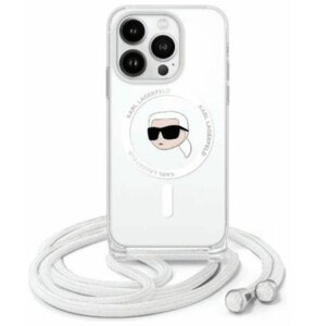 Etui KARL LAGERFELD Crossbody IML Karl Head MagSafe do Apple iPhone 16 Transparentyny