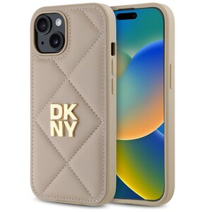 Etui DKNY Quilted Stack Logo do Apple iPhone 15 Plus Beżowy