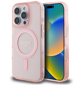 Etui GUESS IML Glitter Circle MagSafe do Apple iPhone 16 Pro Różowy