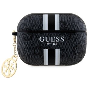 Etui na słuchawki GUESS 4G Printed Stripes Charm do Apple AirPods Pro 2 gen Czarny