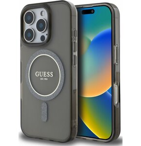 Etui GUESS IML Glitter Circle MagSafe do Apple iPhone 16 Pro Max Czarny