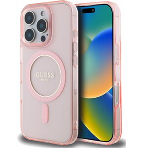 Etui GUESS IML Glitter Circle MagSafe do Apple iPhone 16 Pro Max Różowy