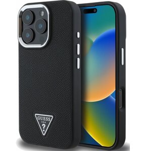 Etui GUESS Grained Triangle MagSafe do Apple iPhone 16 Pro Max Czarny