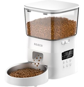 Dozownik karmy automatyczny ROJECO Button Version Automatic Smart Pet Feeder Biały