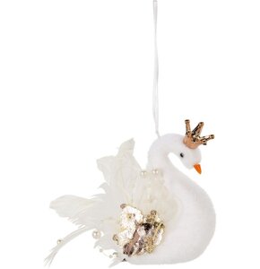 Zawieszka HOME & STYLING COLLECTION Łabędź 17 cm Perłowe skrzydła