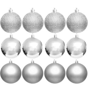 Bombki CHRISTMAS DECORATION 60 mm Srebrny (12 sztuk)